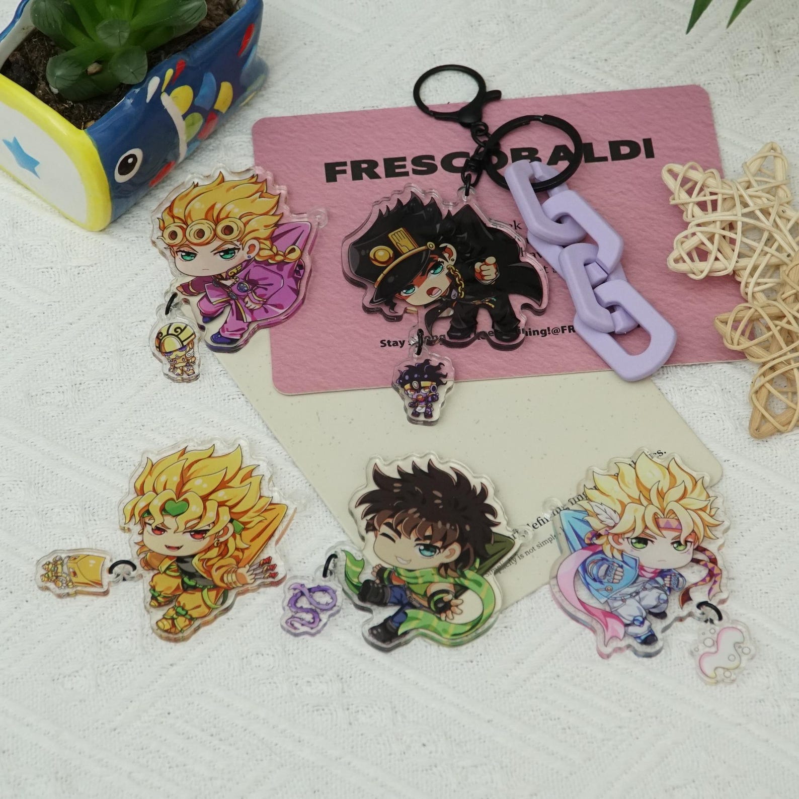 JoJo’s Bizarre Adventure Acrylic Keychain Fanmade JJBA Chibi Charms Jotaro Dio Joseph detail image 3