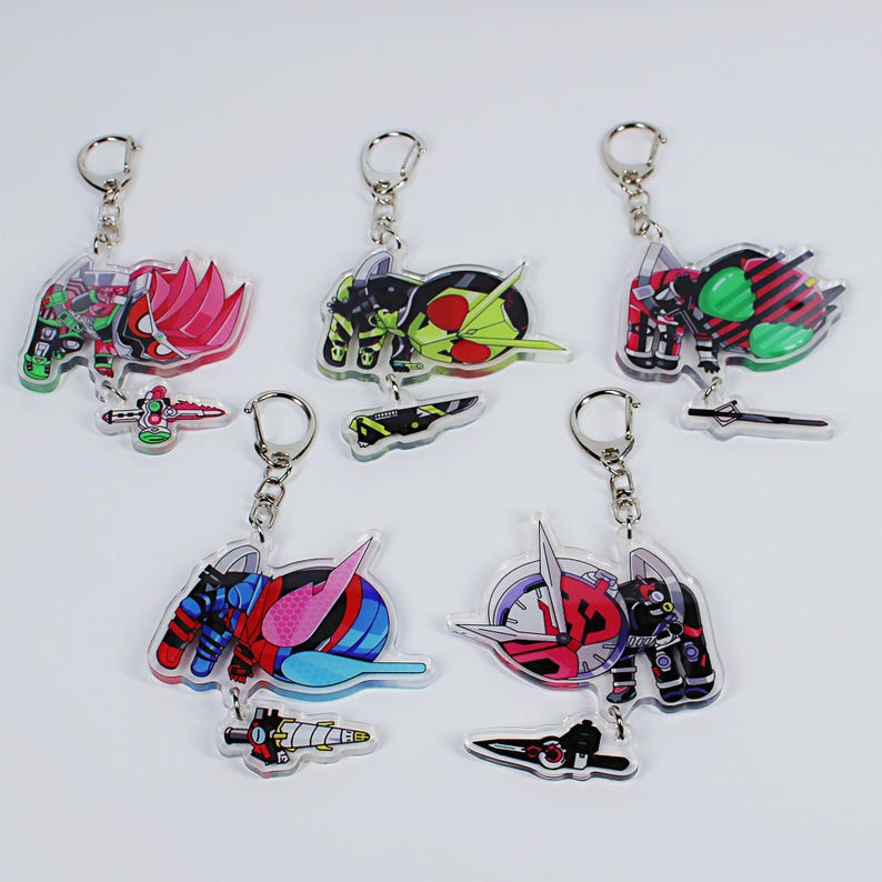 Kamen Rider Acrylic Keychain Set Decade Ex-Aid Build Zi-O Zero-One Fanmade Charms detail image 1