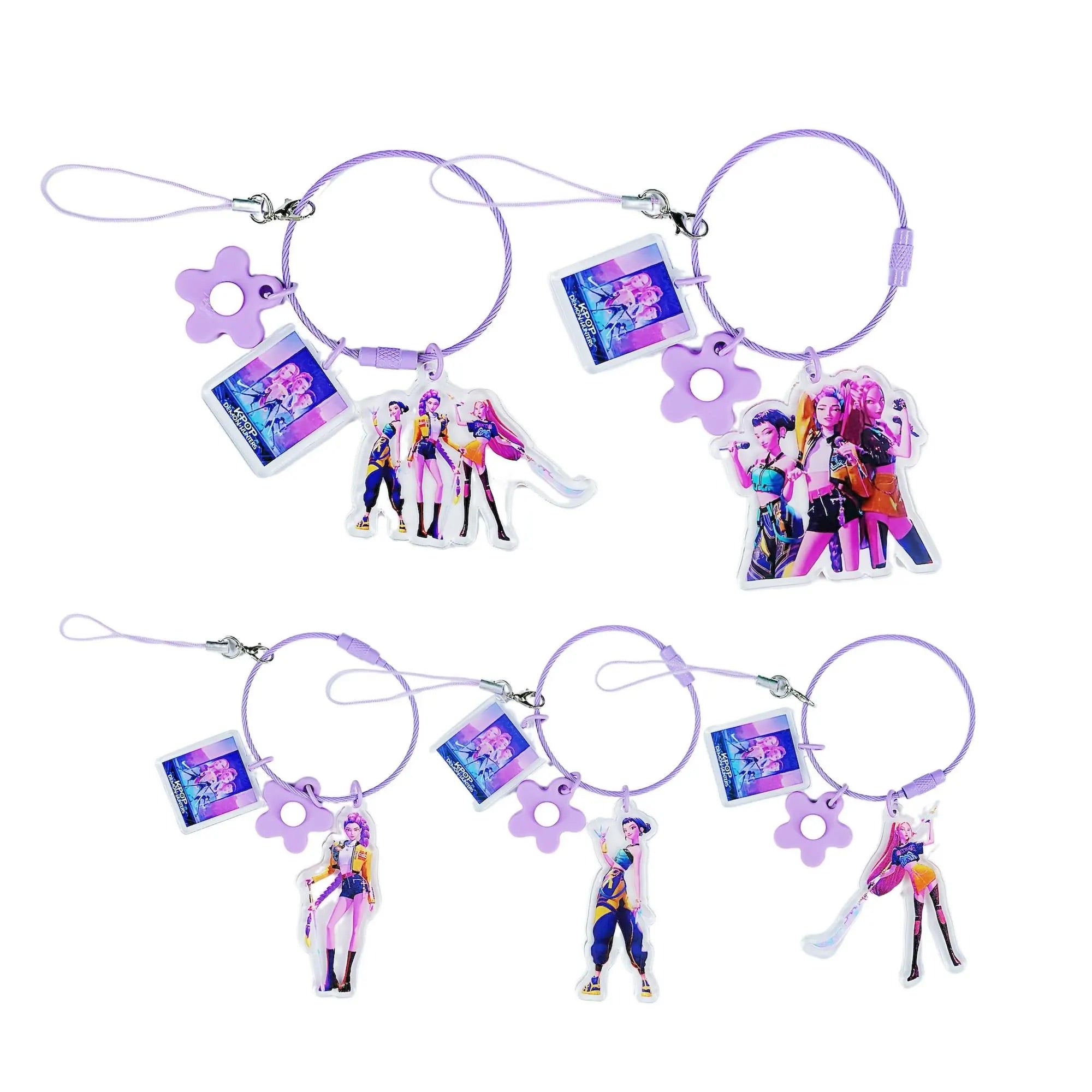 Kpop Demon Hunters Huntrix Keychain Set Rumi Mira Zoey Fanmade Phone Charms detail image 1