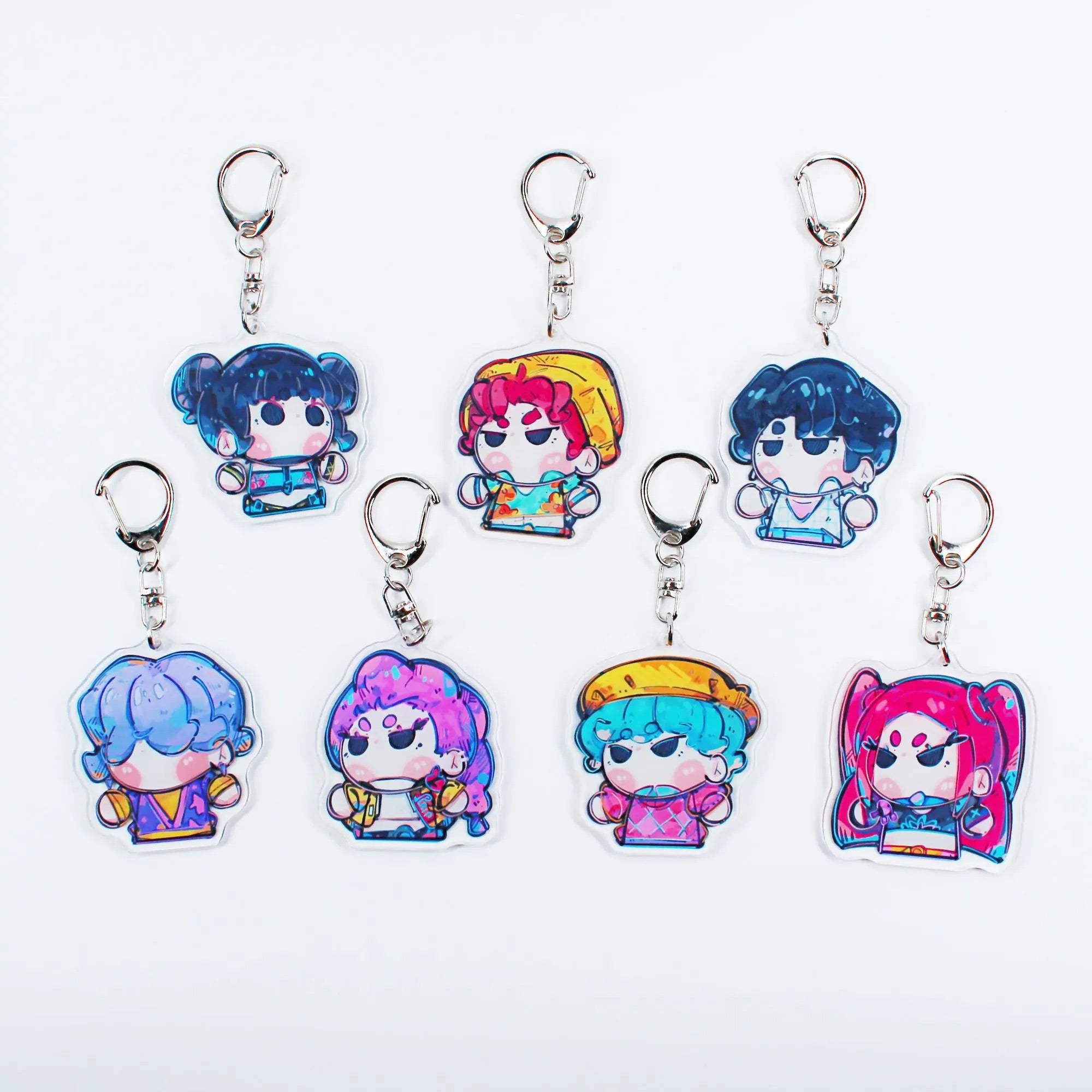 Kpop Demon Hunters Huntrix & Saja Boys Keychain Set Chibi Rumi Mira Zoey Fanmade Charms detail image 1