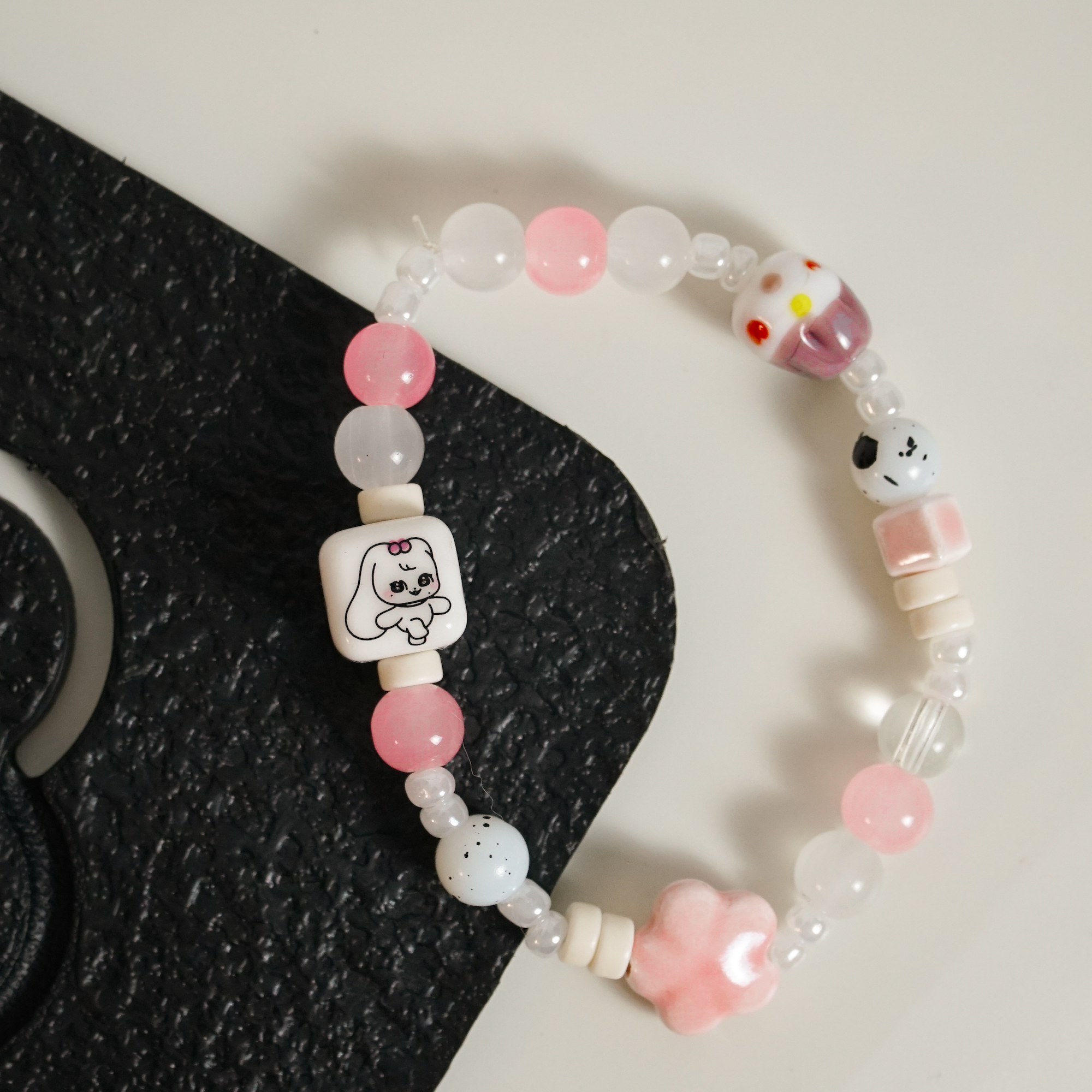 Kpop IVE Jang Wonyoung Inspired Handmade Bracelet Natural Stone Hand-Painted Beads Elegant Fanmade DIVE Gift Jewelry detail image 4