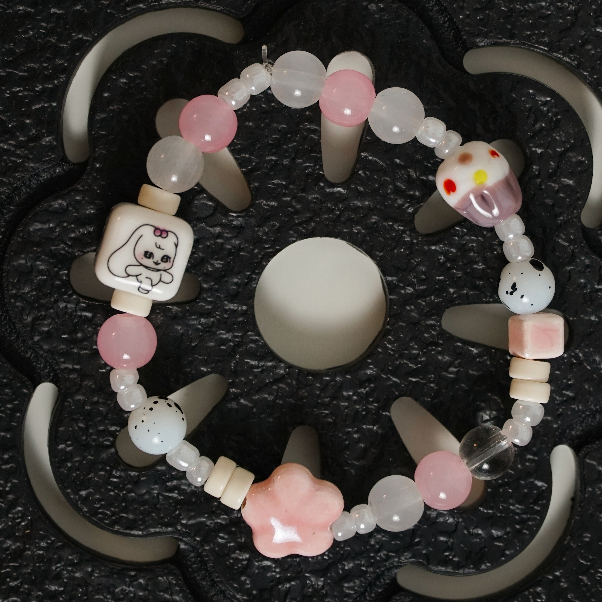 Kpop IVE Jang Wonyoung Inspired Handmade Bracelet Natural Stone Hand-Painted Beads Elegant Fanmade DIVE Gift Jewelry detail image 5