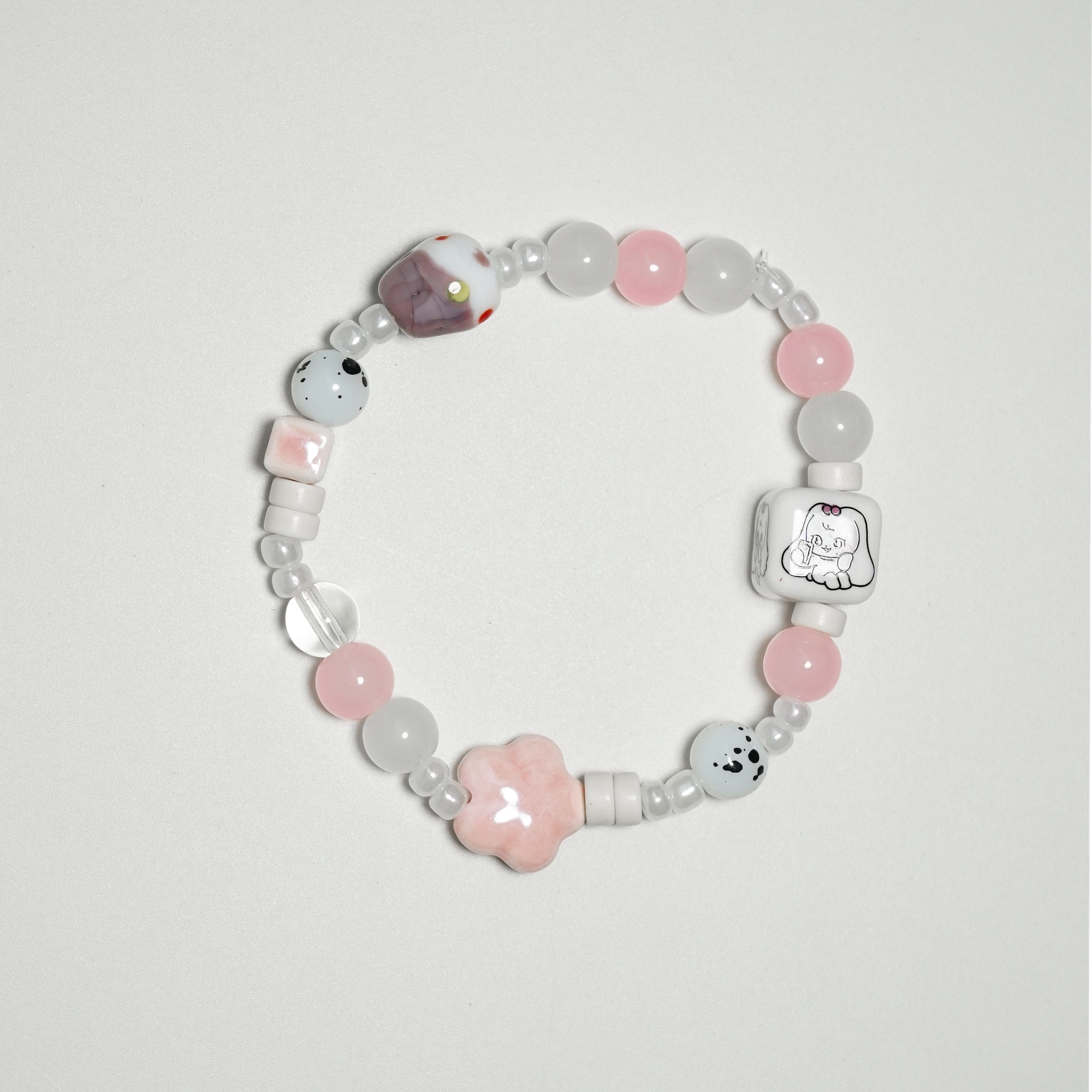Kpop IVE Jang Wonyoung Inspired Handmade Bracelet Natural Stone Hand-Painted Beads Elegant Fanmade DIVE Gift Jewelry
