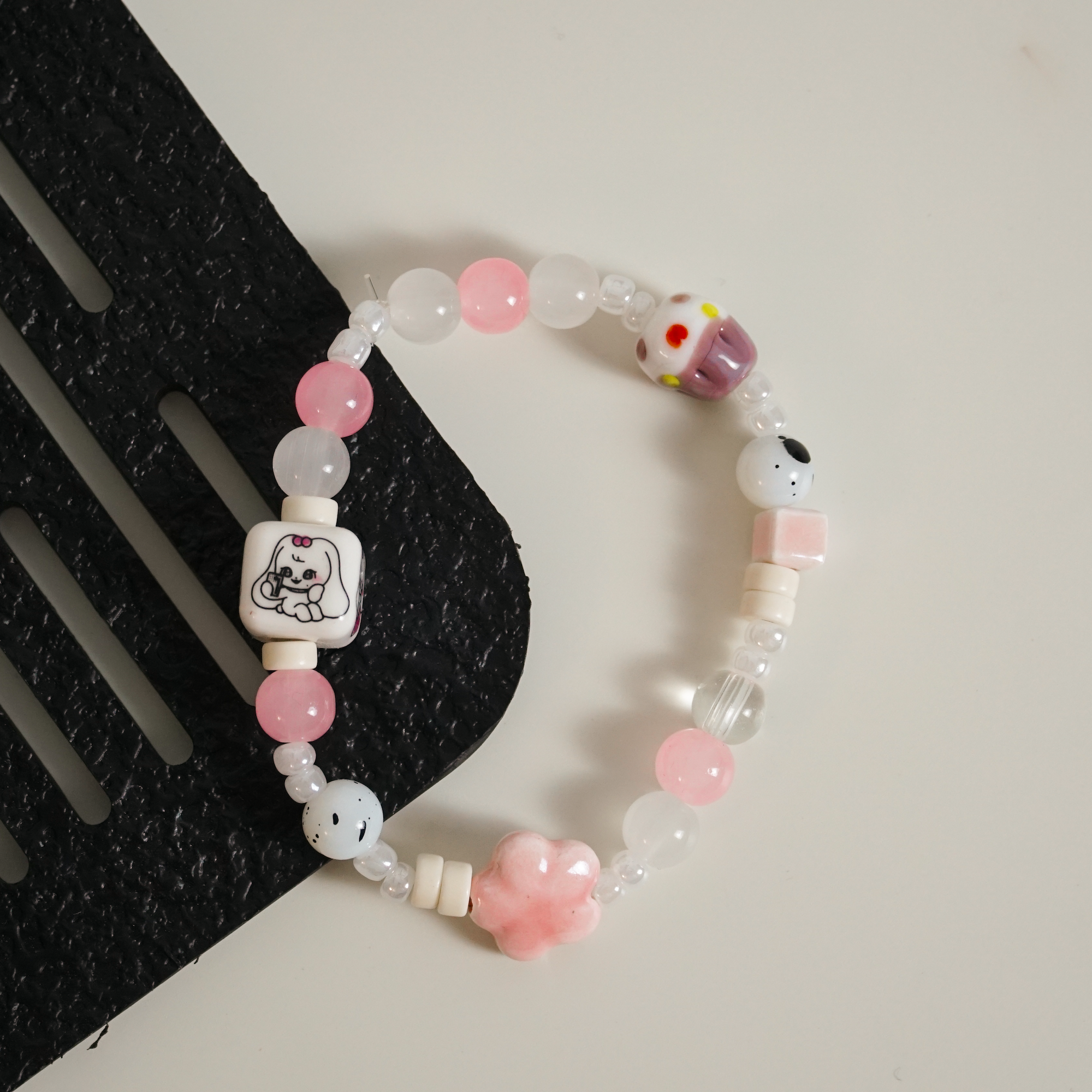 Kpop IVE Jang Wonyoung Inspired Handmade Bracelet Natural Stone Hand-Painted Beads Elegant Fanmade DIVE Gift Jewelry detail image 3