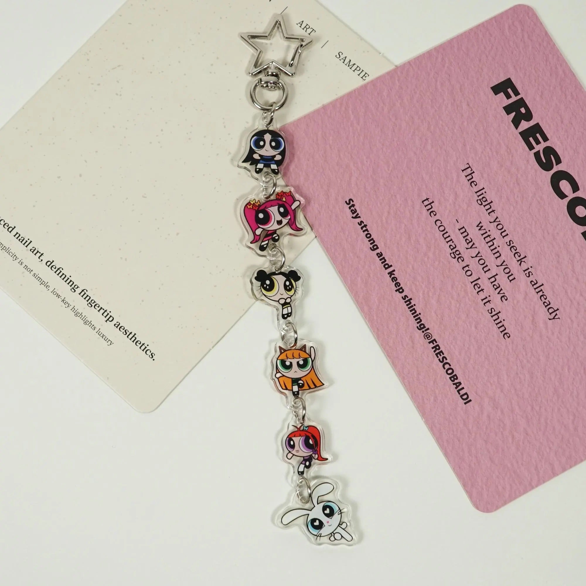 Kpop NewJeans All-Member Mascot Keychain Charm Chain with Star Clasp Fanmade Acrylic Bunny Bag Accessory Gift Bunnies Merch detail image 2