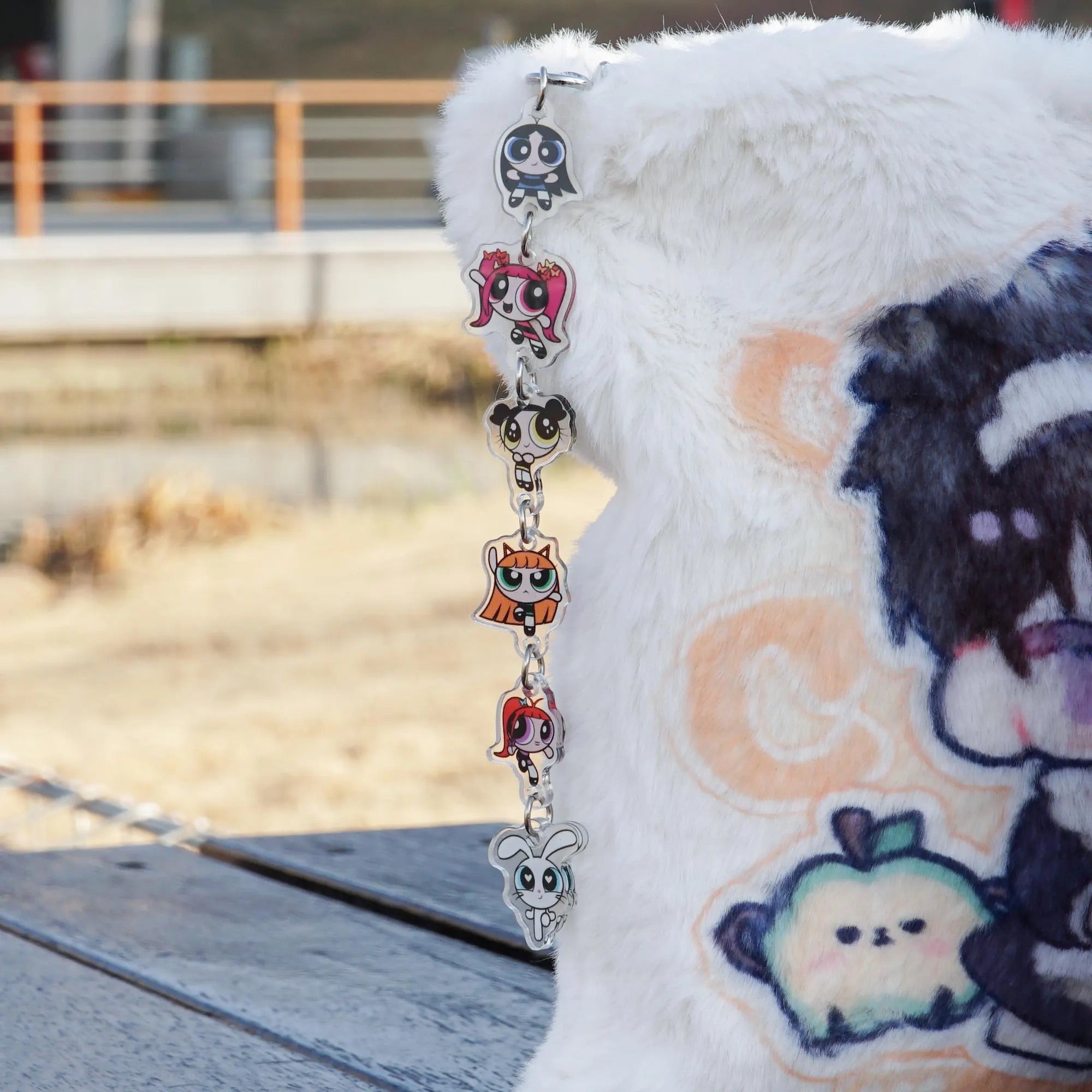 Kpop NewJeans All-Member Mascot Keychain Charm Chain with Star Clasp Fanmade Acrylic Bunny Bag Accessory Gift Bunnies Merch detail image 5