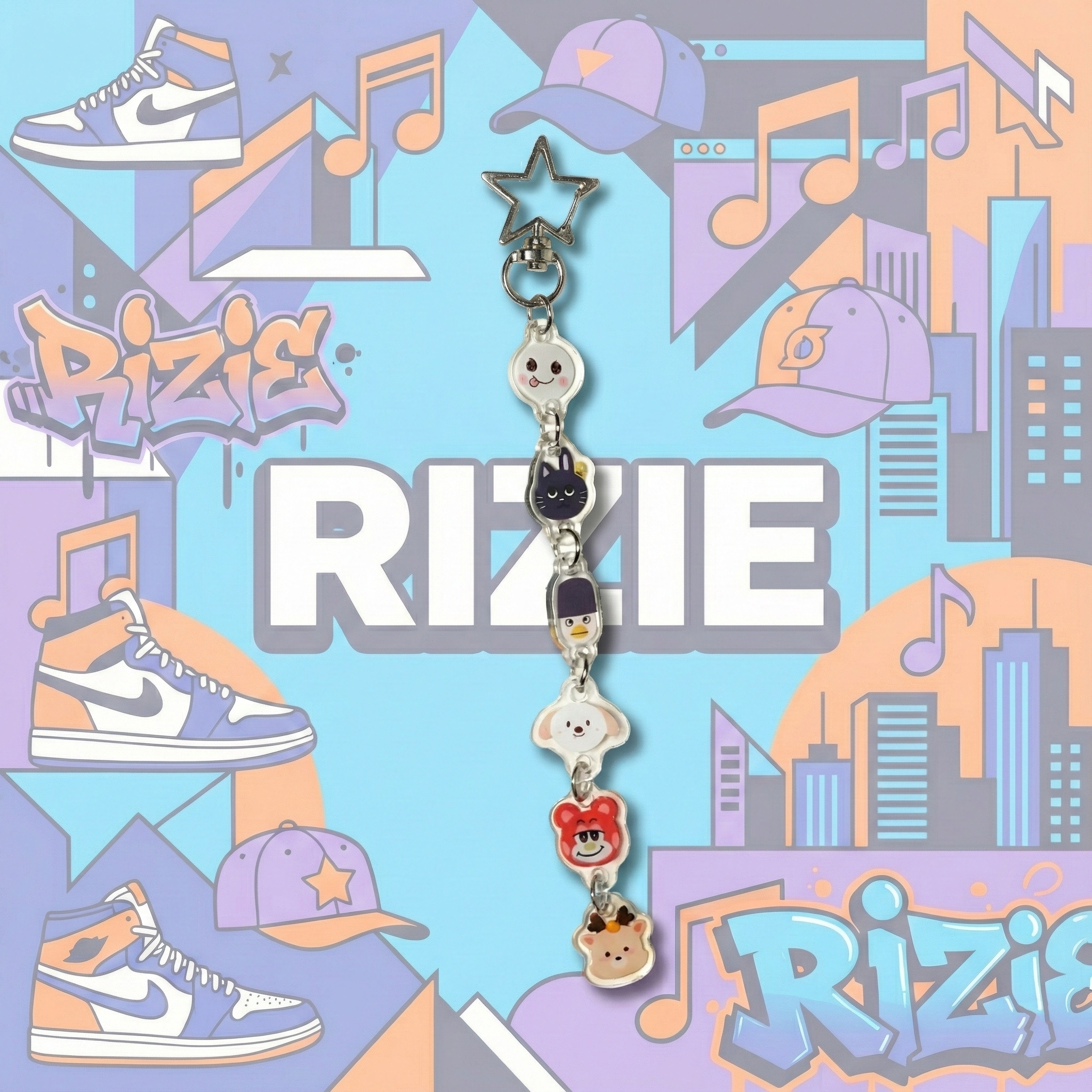 LITTLE RIIZE All-Member Mascot Keychain Charm Chain with Star Clasp Fanmade Kpop Acrylic Bag Accessory BRIIZE Gift detail image 8