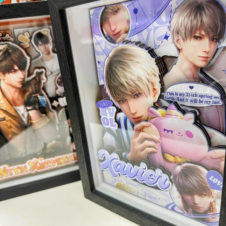 Love and Deepspace 3D Paper Art Frame Xavier Zayne Rafayel Sylus Caleb Handmade Layered Display Fanmade LADS Gift detail image 6