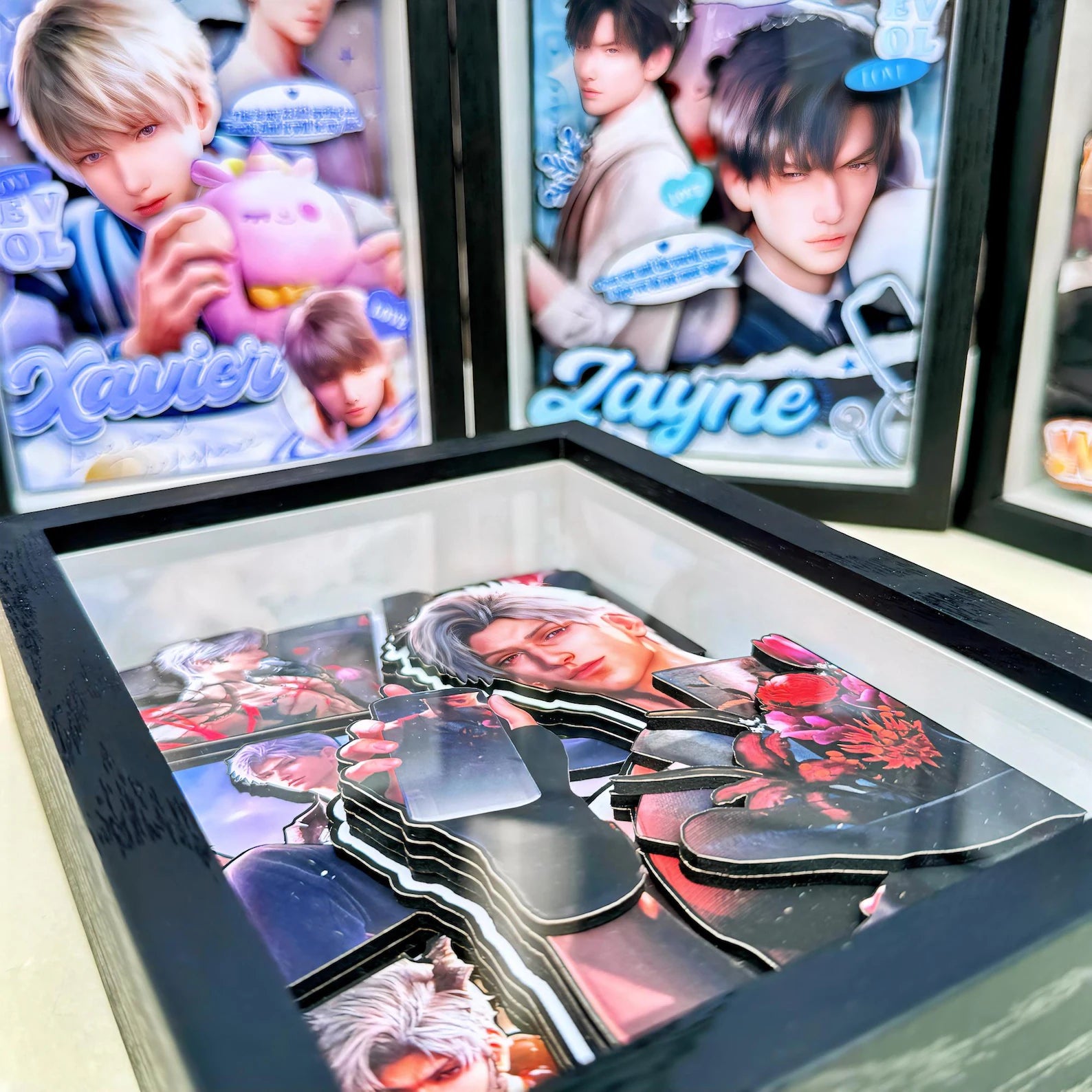 Love and Deepspace 3D Paper Art Frame Xavier Zayne Rafayel Sylus Caleb Handmade Layered Display Fanmade LADS Gift detail image 9