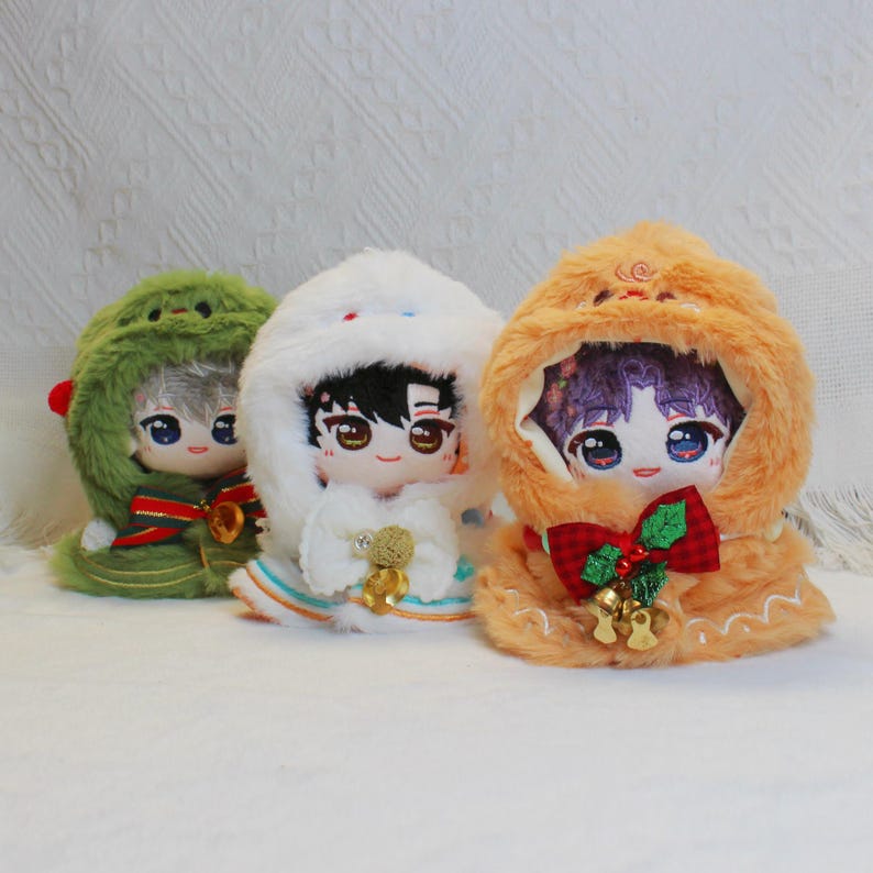 Love and Deepspace 4-Inch Dolls Christmas Plush Outfit Set Holiday Costume Clothing for Xavier Zayne Rafayel Sylus Caleb Fanmade Gift detail image 2