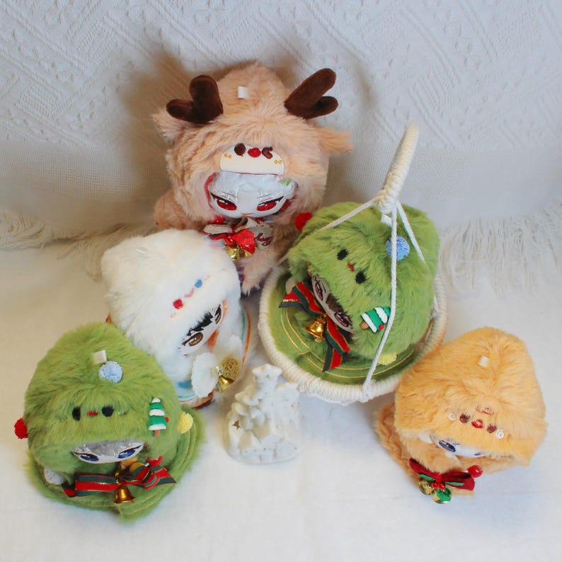 Love and Deepspace 4-Inch Dolls Christmas Plush Outfit Set Holiday Costume Clothing for Xavier Zayne Rafayel Sylus Caleb Fanmade Gift detail image 5