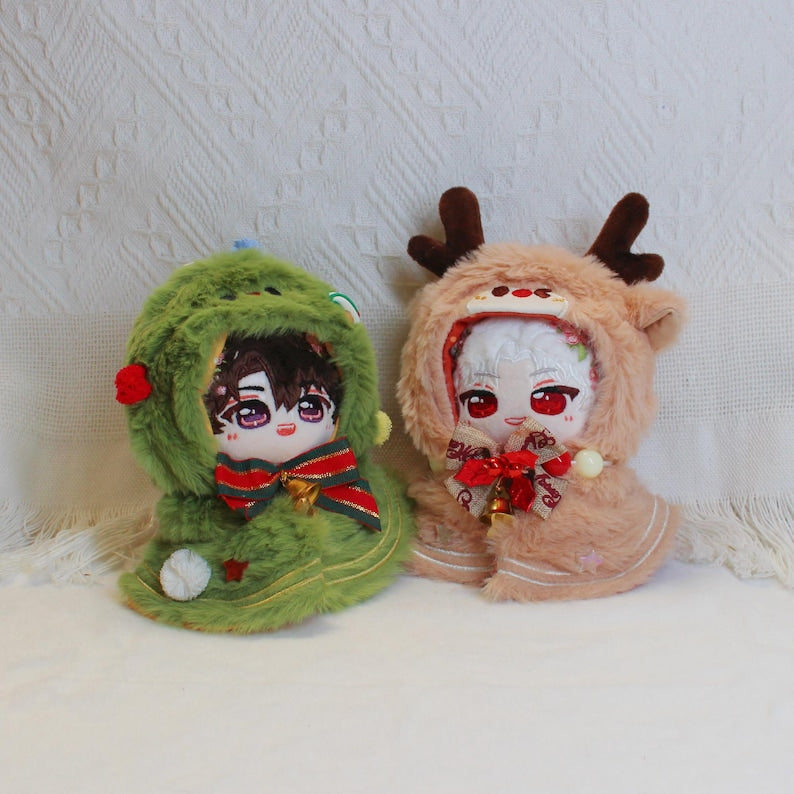 Love and Deepspace 4-Inch Dolls Christmas Plush Outfit Set Holiday Costume Clothing for Xavier Zayne Rafayel Sylus Caleb Fanmade Gift detail image 6