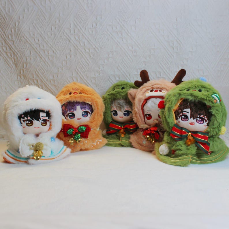 Love and Deepspace 4-Inch Dolls Christmas Plush Outfit Set Holiday Costume Clothing for Xavier Zayne Rafayel Sylus Caleb Fanmade Gift
