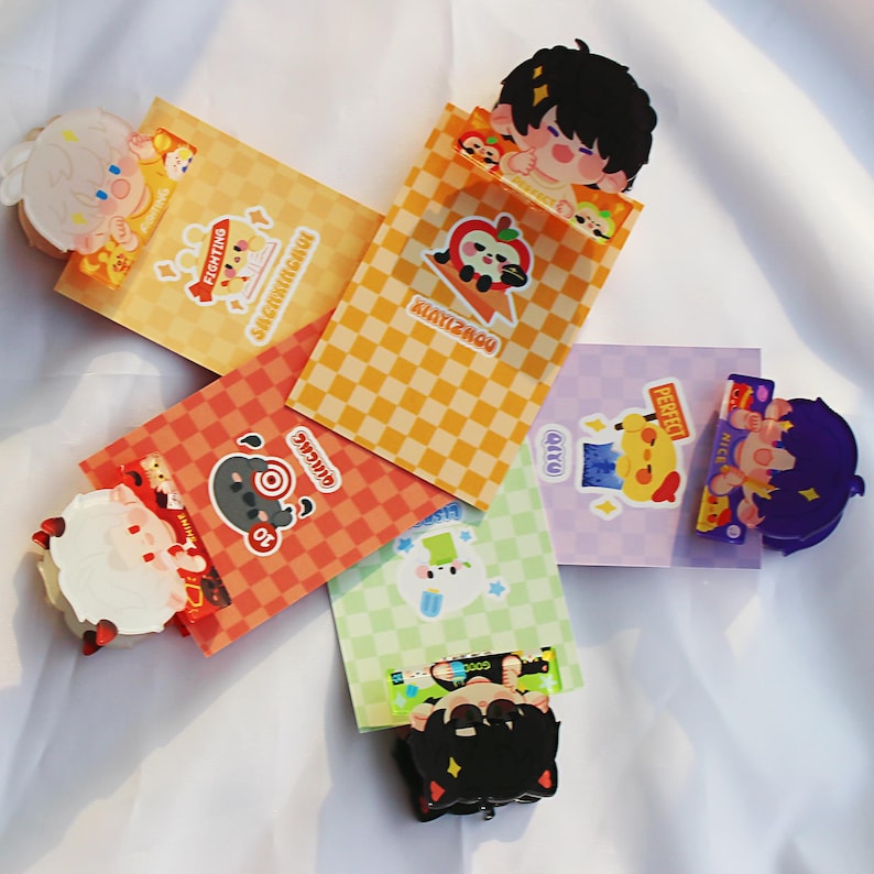 Love and Deepspace Acrylic Clips Set Xavier Zayne Rafayel Sylus Caleb Chibi Character Paper Clips Fanmade LADS Gift detail image 2