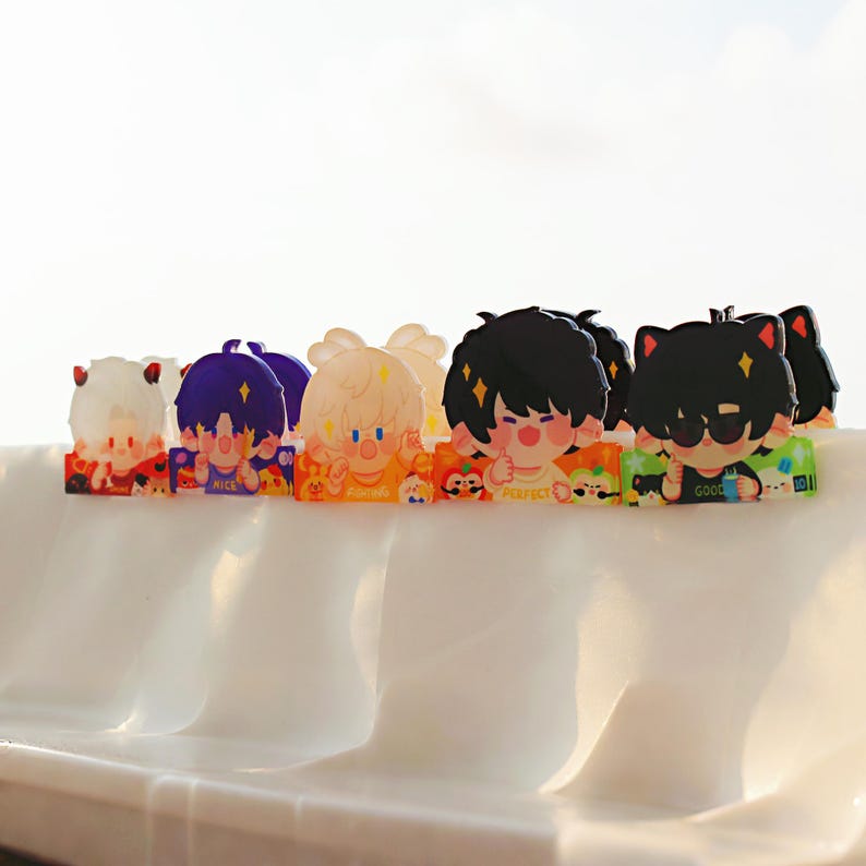 Love and Deepspace Acrylic Clips Set Xavier Zayne Rafayel Sylus Caleb Chibi Character Paper Clips Fanmade LADS Gift detail image 3