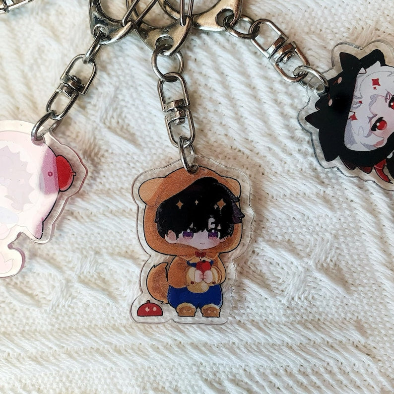 Love and Deepspace Acrylic Keychain Set All 5 Male Leads Xavier Sylus Zayne Rafayel Caleb LADS OT5 Fanmade Bag Charm Gift detail image 4