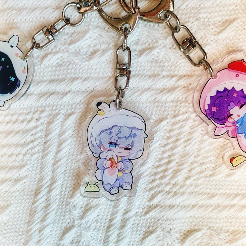 Love and Deepspace Acrylic Keychain Set All 5 Male Leads Xavier Sylus Zayne Rafayel Caleb LADS OT5 Fanmade Bag Charm Gift detail image 6