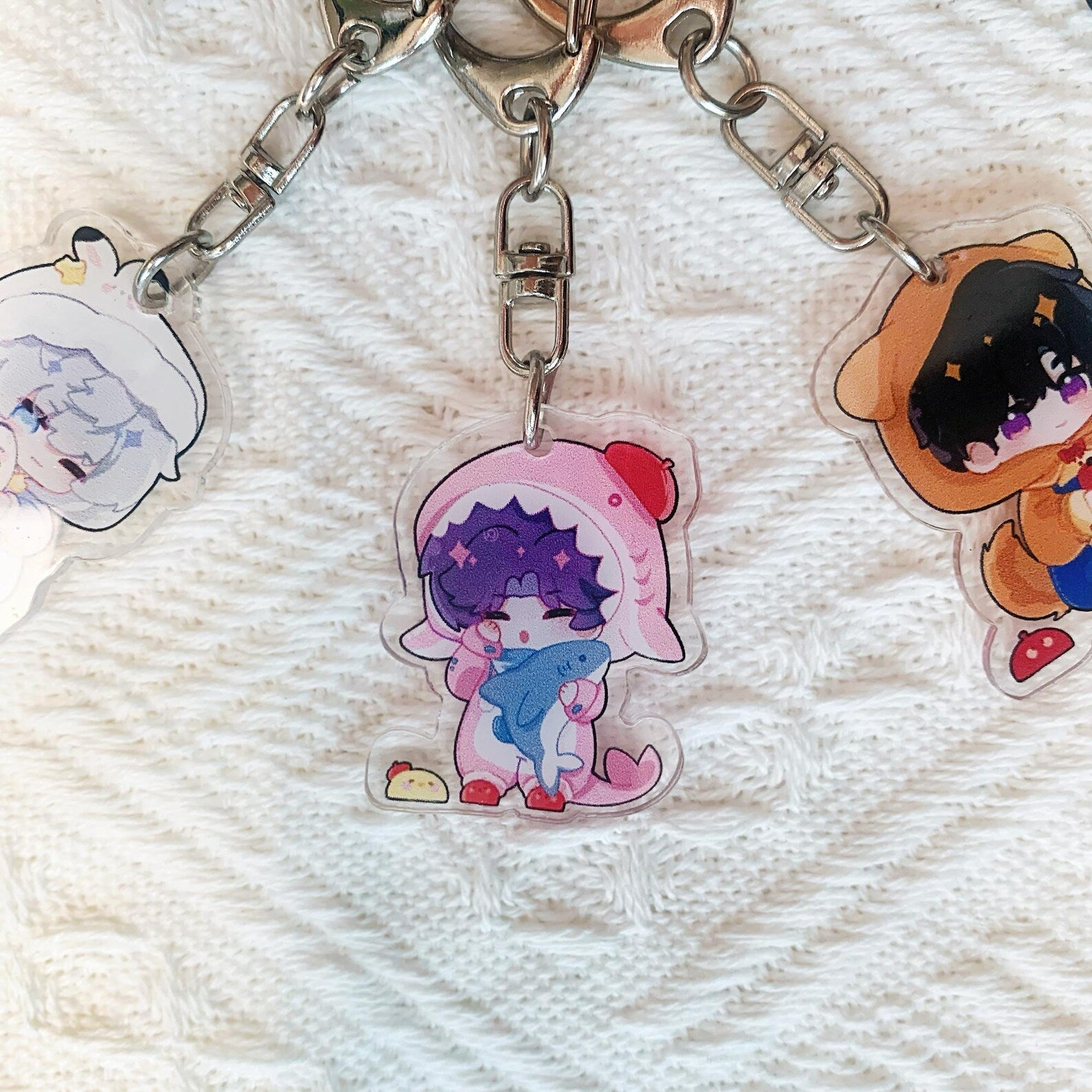 Love and Deepspace Acrylic Keychain Set All 5 Male Leads Xavier Sylus Zayne Rafayel Caleb LADS OT5 Fanmade Bag Charm Gift detail image 7