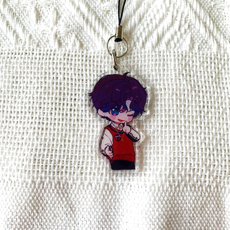 Love and Deepspace Acrylic Keychains Xavier Rafayel Zayne Sylus Caleb Double Sided Phone Charm OT5 Fanmade Bag Accessory Gift detail image 3
