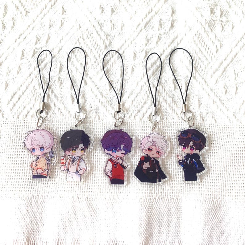 Love and Deepspace Acrylic Keychains Xavier Rafayel Zayne Sylus Caleb Double Sided Phone Charm OT5 Fanmade Bag Accessory Gift