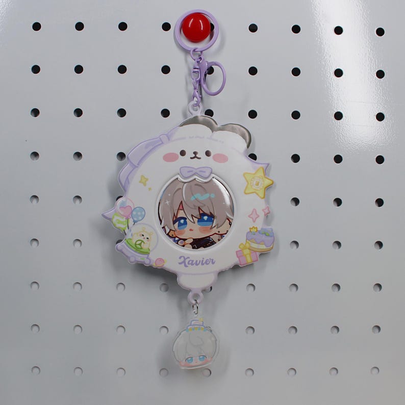 Love and Deepspace Badge Holder Keychain Set Xavier Zayne Rafayel Sylus Caleb LADS Acrylic Badge Clip Fanmade Gift detail image 4