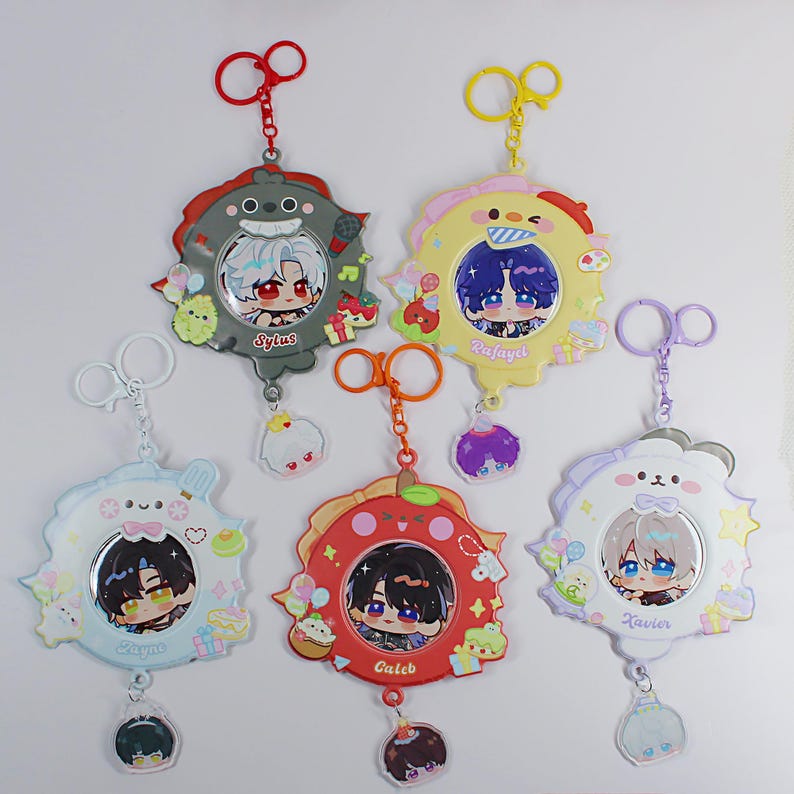 Love and Deepspace Badge Holder Keychain Set Xavier Zayne Rafayel Sylus Caleb LADS Acrylic Badge Clip Fanmade Gift detail image 1