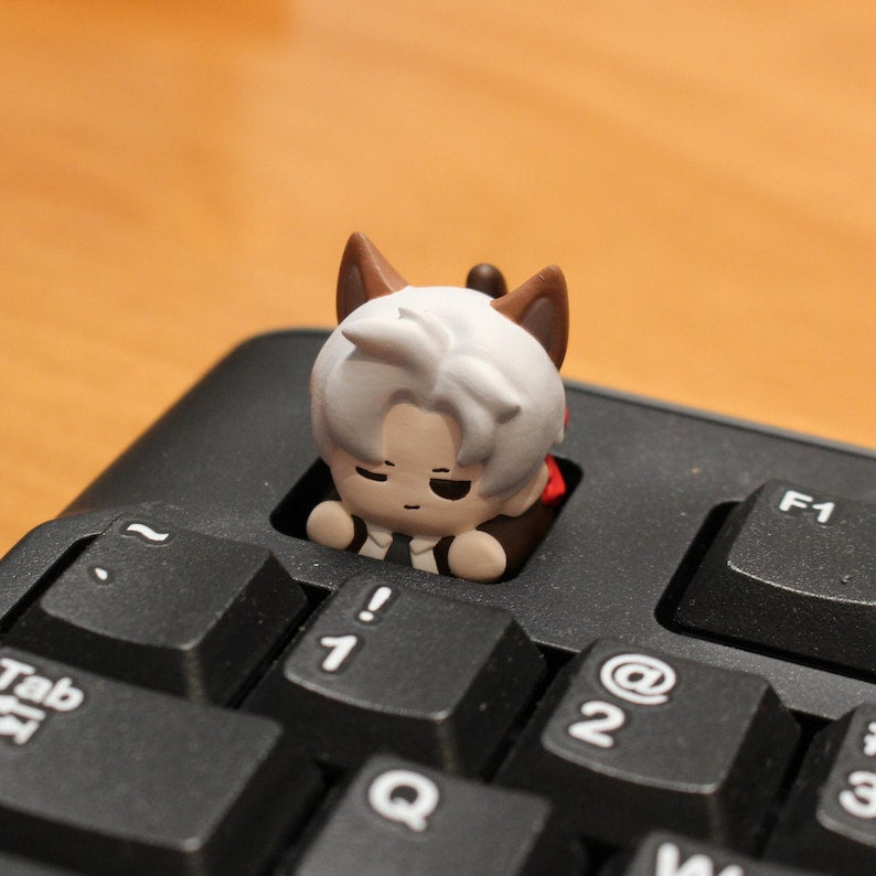 Love and Deepspace Catboy Keycaps Set Rafayel Zayne Xavier Sylus Caleb Cute Anime Resin Keycaps for Mechanical Keyboard LADS Fanmade