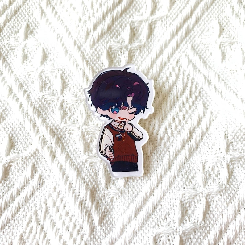 Love and Deepspace Enamel Pin Set Xavier Rafayel Zayne Sylus Caleb Acrylic Character Pins Fanmade LADS Gift detail image 4