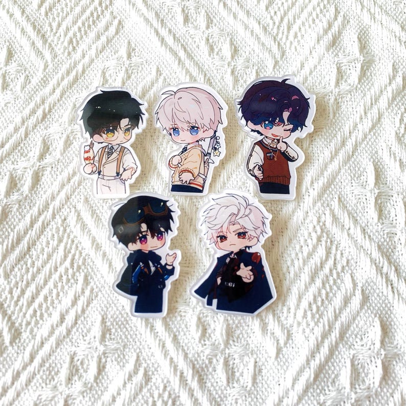 Love and Deepspace Enamel Pin Set Xavier Rafayel Zayne Sylus Caleb Acrylic Character Pins Fanmade LADS Gift