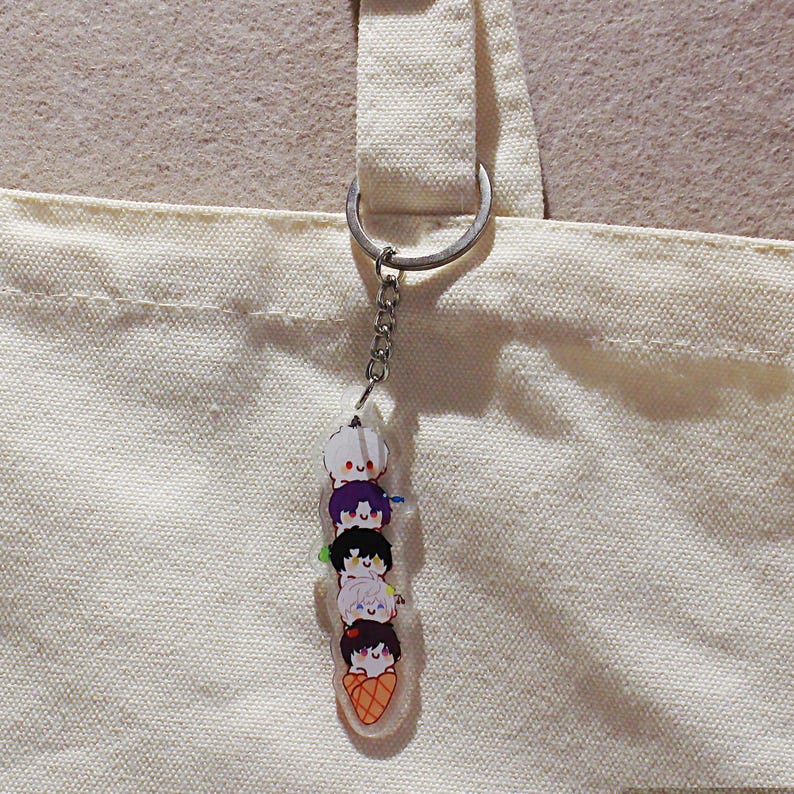 Love and Deepspace Ice Cream Keychain LADS Xavier Zayne Rafayel Sylus Caleb Acrylic Charm Fanmade Otome Game Bag Accessory Gift detail image 3