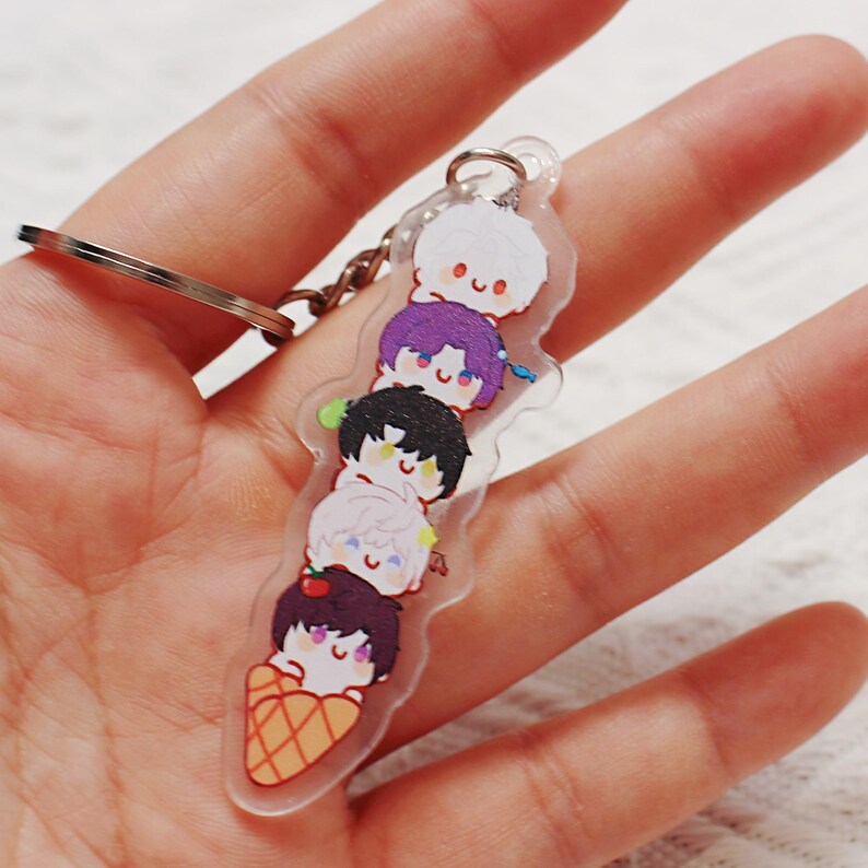Love and Deepspace Ice Cream Keychain LADS Xavier Zayne Rafayel Sylus Caleb Acrylic Charm Fanmade Otome Game Bag Accessory Gift detail image 4