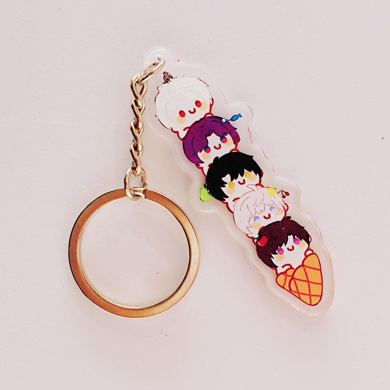 Love and Deepspace Ice Cream Keychain LADS Xavier Zayne Rafayel Sylus Caleb Acrylic Charm Fanmade Otome Game Bag Accessory Gift detail image 5