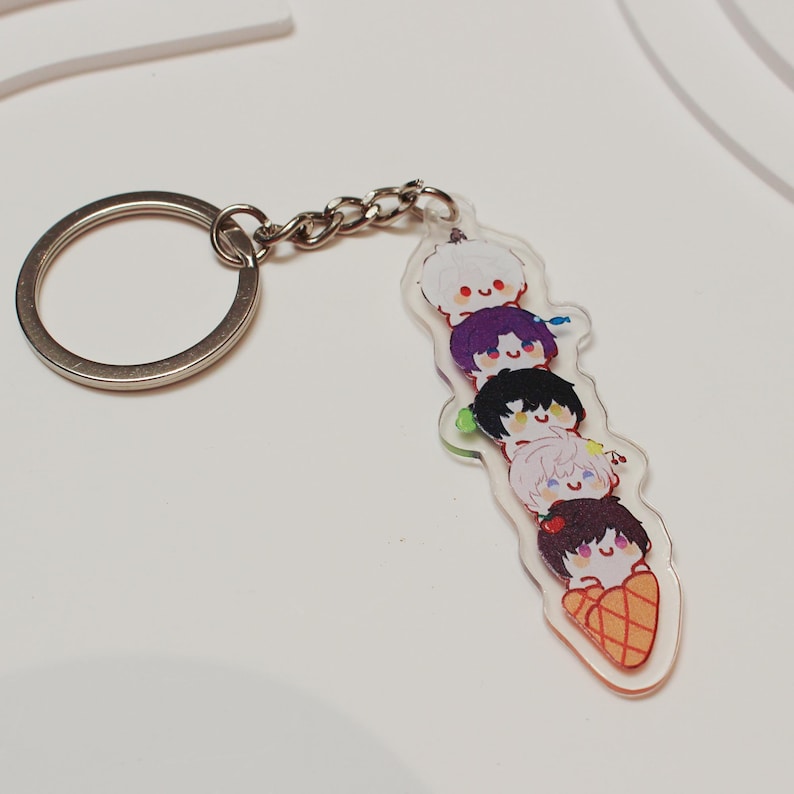 Love and Deepspace Ice Cream Keychain LADS Xavier Zayne Rafayel Sylus Caleb Acrylic Charm Fanmade Otome Game Bag Accessory Gift