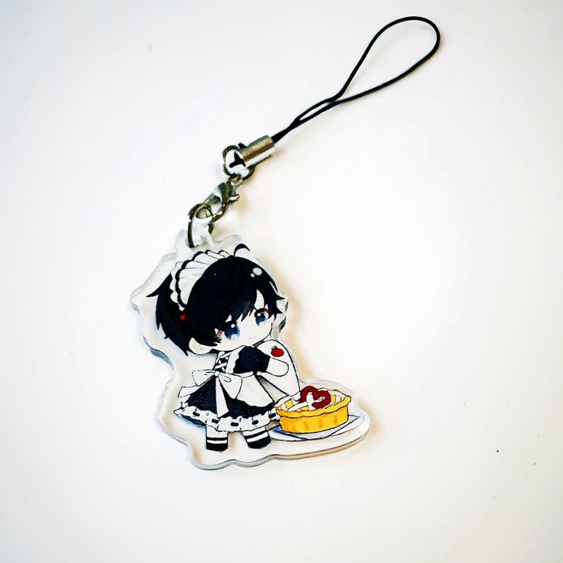 Love and Deepspace Maid Outfit Acrylic Keychain Set Xavier Zayne Rafayel Sylus Caleb Cute Chibi Fanmade LADS Bag Charm Gift detail image 4
