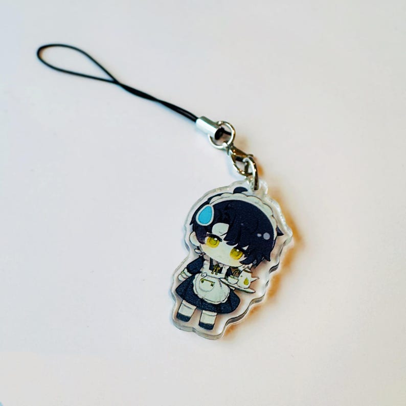 Love and Deepspace Maid Outfit Acrylic Keychain Set Xavier Zayne Rafayel Sylus Caleb Cute Chibi Fanmade LADS Bag Charm Gift detail image 5