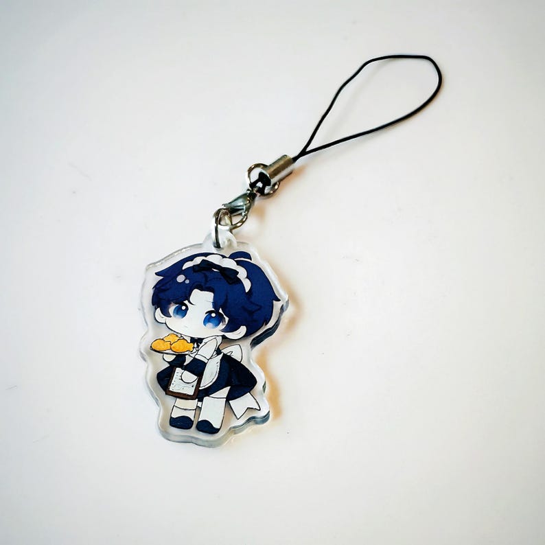 Love and Deepspace Maid Outfit Acrylic Keychain Set Xavier Zayne Rafayel Sylus Caleb Cute Chibi Fanmade LADS Bag Charm Gift detail image 6