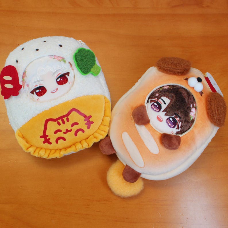 Love and Deepspace Plush Set 10cm Xavier Sylus Zayne Rafayel Caleb with Baguette & Omurice Pouches Bag Charm Fanmade LADS Gift detail image 5