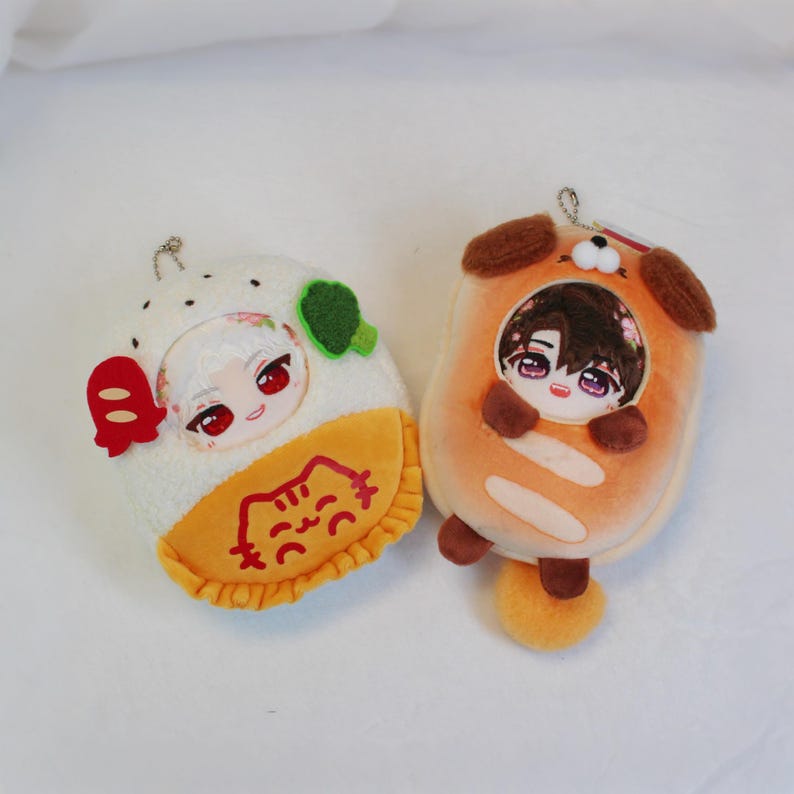 Love and Deepspace Plush Set 10cm Xavier Sylus Zayne Rafayel Caleb with Baguette & Omurice Pouches Bag Charm Fanmade LADS Gift detail image 1