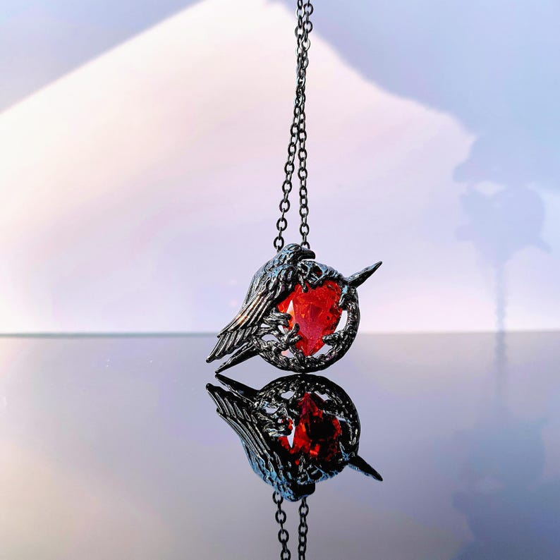 Love and Deepspace Sylus Night Raven Jewelry Set Brooch Earrings Ring Copper Black Titanium Zirconia Fanmade Otome Game Gift detail image 4