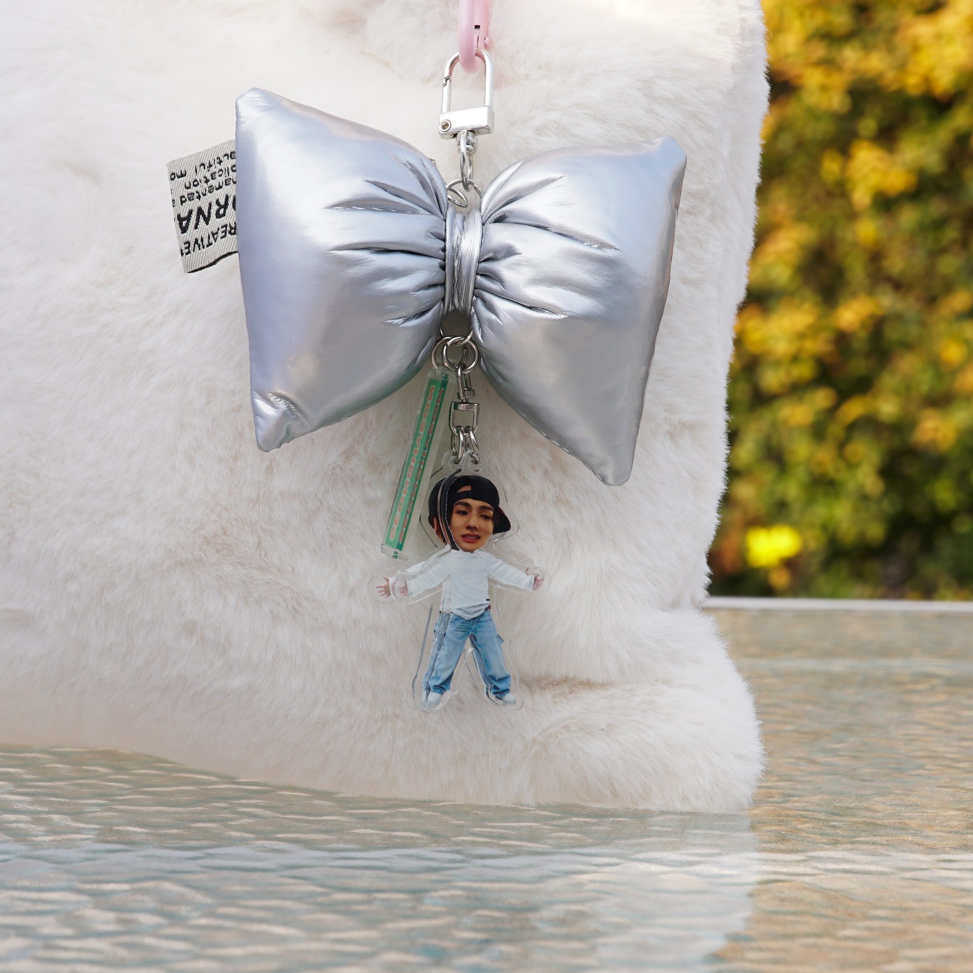 ORTIS Acrylic Keychain Fanmade Kpop Character Charm with Puffy Silver Bow detail image 3