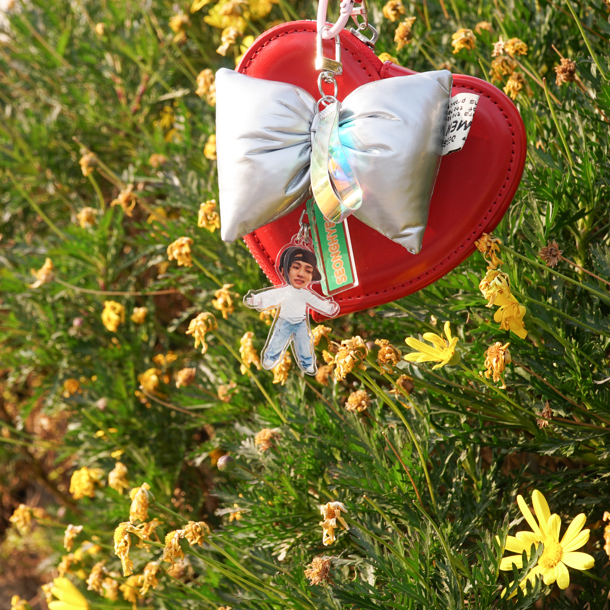 ORTIS Acrylic Keychain Fanmade Kpop Character Charm with Puffy Silver Bow detail image 2
