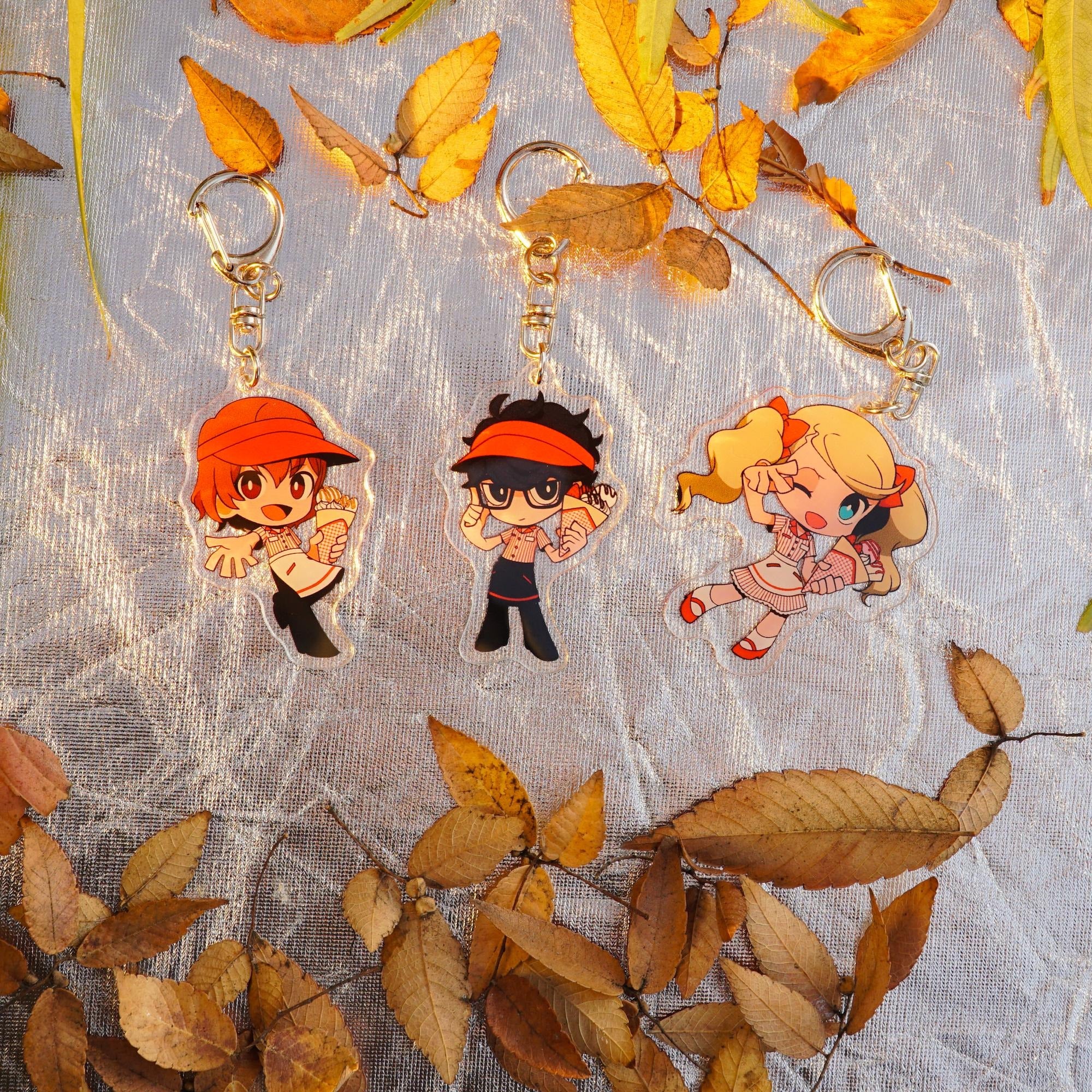 Persona 5 Acrylic Keychain Set Fan Art Crepe Theme Joker Crow Skull Charms Phantom Thieves detail image 6