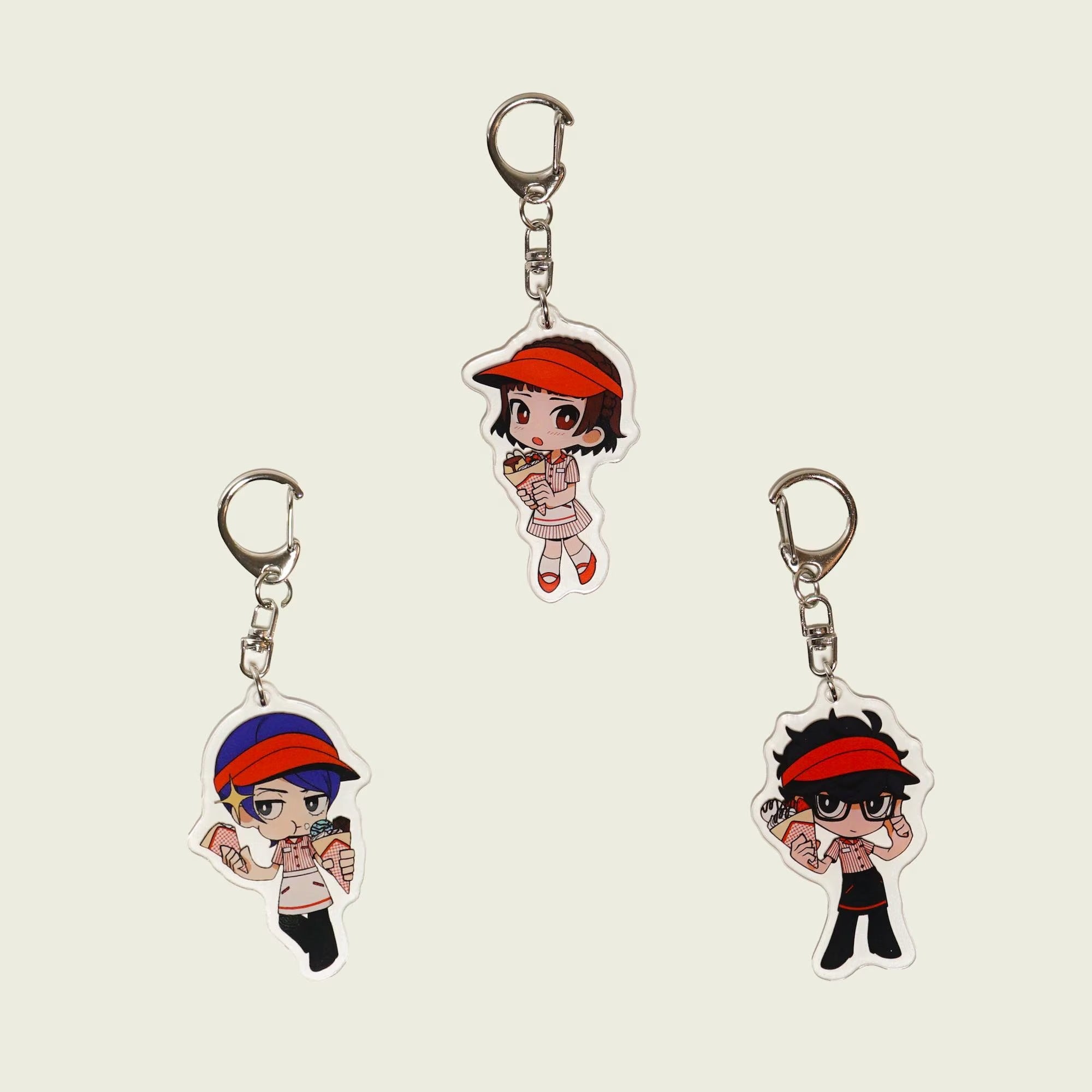 Persona 5 Acrylic Keychain Set Fan Art Crepe Theme Joker Crow Skull Charms Phantom Thieves detail image 7
