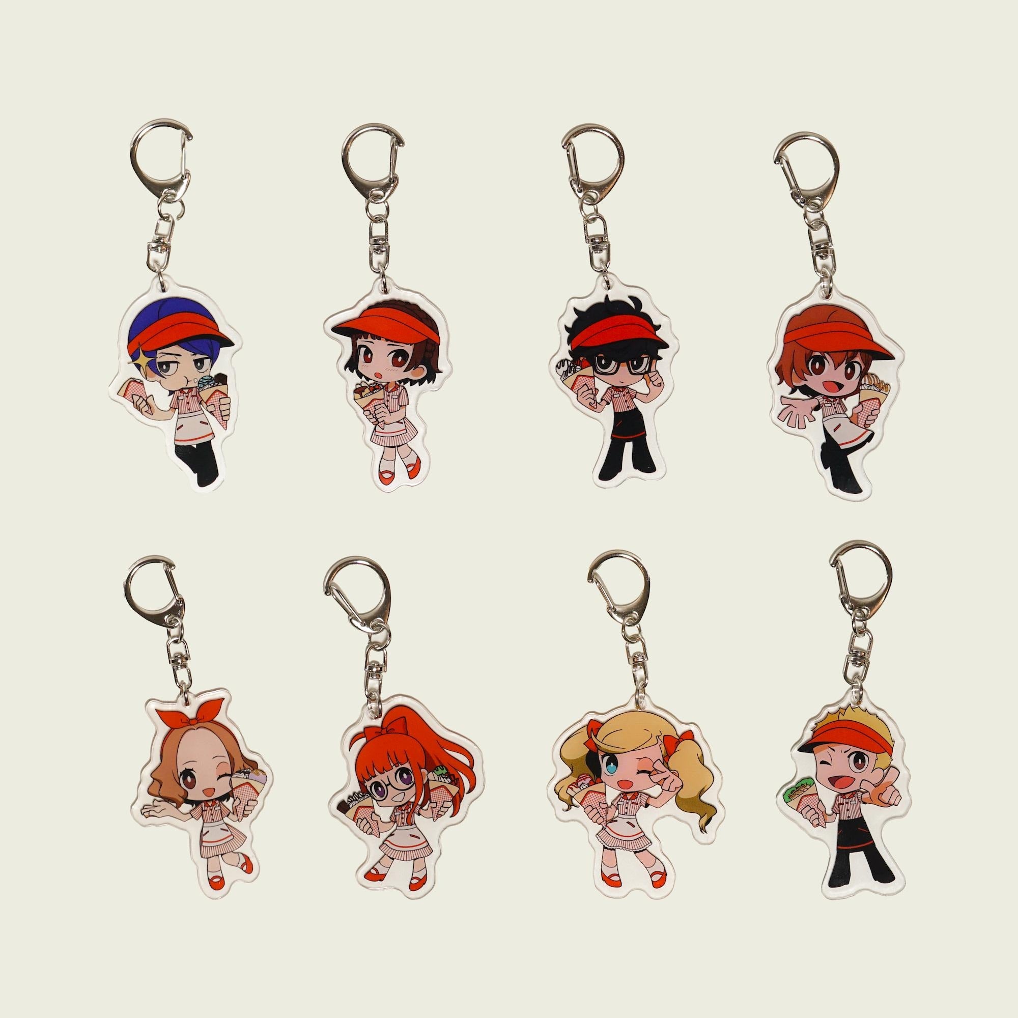 Persona 5 Acrylic Keychain Set Fan Art Crepe Theme Joker Crow Skull Charms Phantom Thieves detail image 1