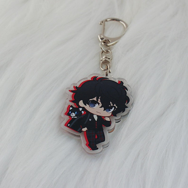 Persona 5 Chibi Keychain Set Joker Panther Skull Phantom Thieves Fanmade Acrylic Charms detail image 5