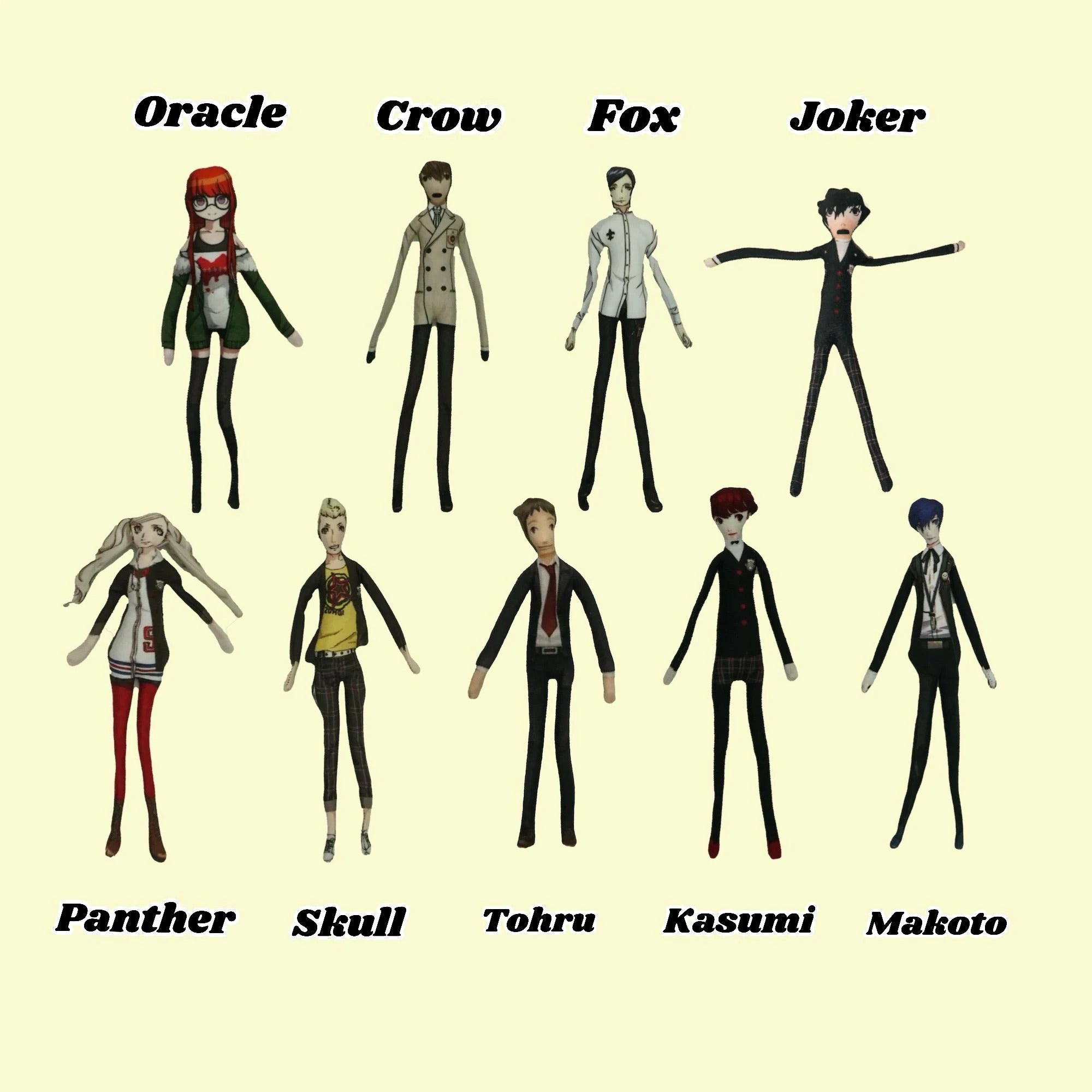 Persona 5 Phantom Thieves Abstract Wire Dolls Joker Crow Panther Fanmade P5 Collectible Figures