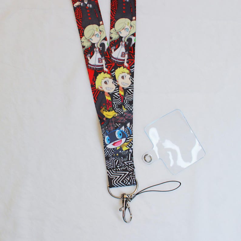 Persona 5 Printed Phone Lanyard with Clear Tab Joker Phantom Thieves Fanmade Strap detail image 2