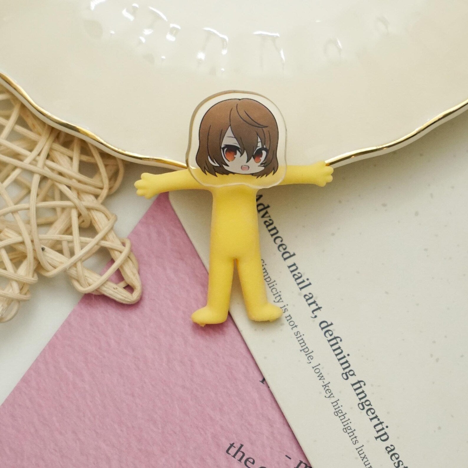 Persona 5 Stretchy Stress Toy Keychain Elastic Fidget Figure Yellow Joker Acrylic Charm Fanmade detail image 2