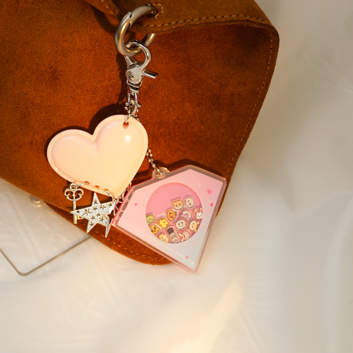SEVENTEEN MINITEEN shaker acrylic keychain with diamond case and moving mascot charms