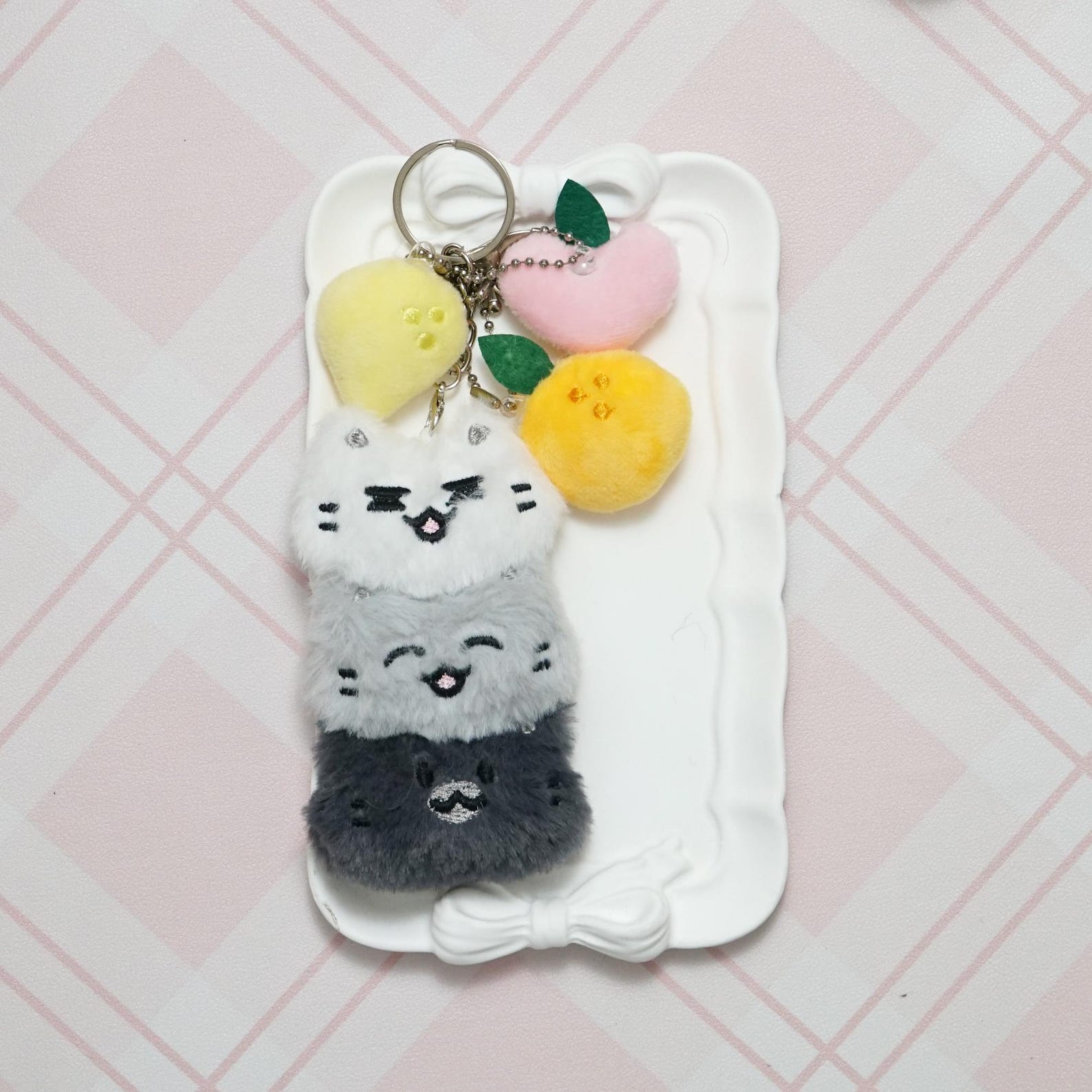 SEVENTEEN Miniteen Jun Plush Keychain Kpop Mascot Charm Stacked Cat Fuzzy Fruit Fanmade Gift detail image 2